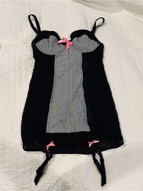 Victoria's Secret Black Chemise with Pink Accents